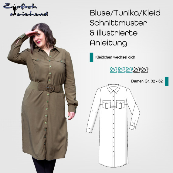 Bluse/Tunika/Kleid Kleidchen wechsel dich Gr. 32 - 62 Damen