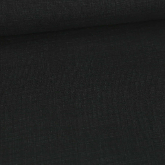 Musselin - Muslin - Double Gauze - Schnuffeltuch - Windeltuch - Uni - Slub-Garn - Schwarz