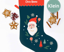 DIY-Nähset - Nikolaussocke - KLEIN - Softshell - Santa's Wonderland - Santa - Blue - made.by.colu