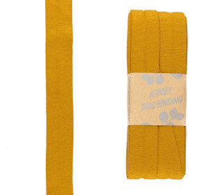 3 Meter Schrägband - Viskose Jersey - Senfgelb - Dehnbar - 2,0cm x 3m - Zugeschnitten