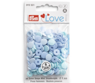 36 Nähfrei Druckknöpfe - Color Snaps Mini - Rund - 9mm - Mischpackung - Prym Love - Hellblau