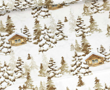 Baumwolle - Webware - Weihnachten - Winterwald - Weiß/Braun