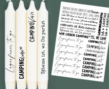 DIN A4 - Kerzen-Tattoofolie - Camping - für Kerzen / Keramik