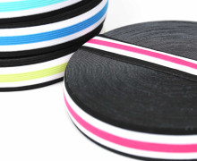 1 Meter Gummiband - 30mm - Five Stripes - Schwarz/Pink