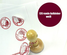 120 Aufkleber (auf 5 Blatt) weiß - Stempelkleber - 4cm 