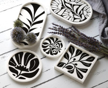 Outdoorstoff - Schwarz/Weiß Botanik - Inlays für Silikon - Probierset - Sanne Paul - abby and amy