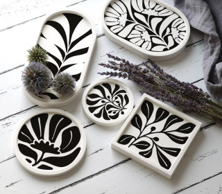 Outdoorstoff - Schwarz/Weiß Botanik - Inlays für Silikon - Probierset - Sanne Paul - abby and amy