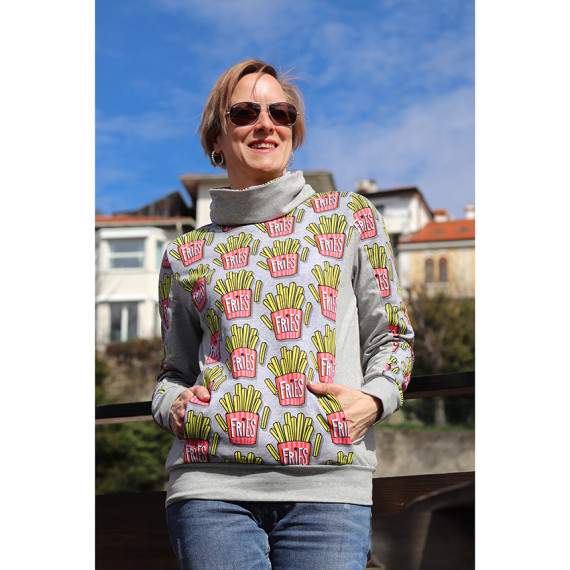 Bio-Jersey - OMG Fries - Classics - Grau Meliert - Hamburger Liebe