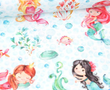 Jersey - Bio Qualität - Under The Sea - Kleine Meerjungfrauen - Weiß - abby and me