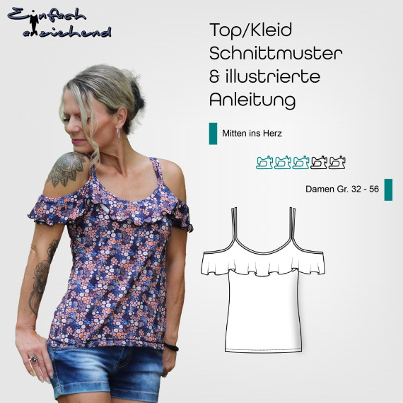 Shirt/Kleid Mitten ins Herz Gr. 32 - 56
