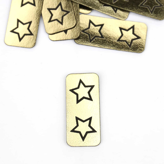 1 KUNSTLEDER LABEL - Gold/Schwarz - Sterne