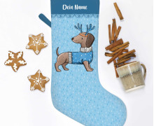 DIY-Nähset - Nikolaussocke - Softshell - DackelHoHo - Hirsch - Blau - Katzengold Designs