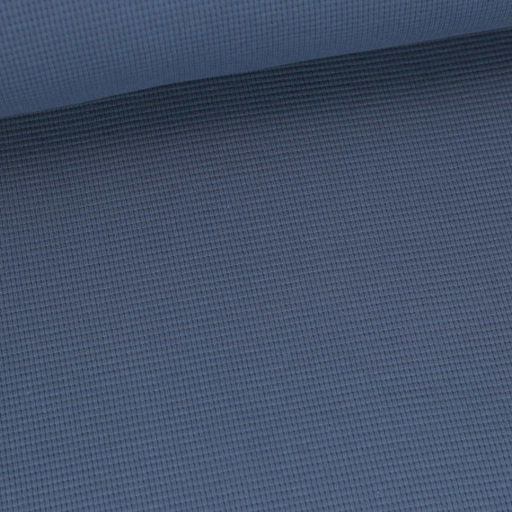 Waffelstrick-Jersey - Feine Struktur - 315g - Uni - Jeansblau