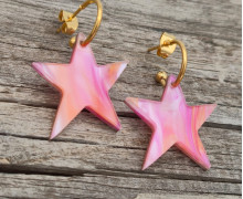 1 Paar Ohrringe - Acryl - Stern - Weihnachten - Perlmuttoptik - super leicht - Rosa - Namensklang