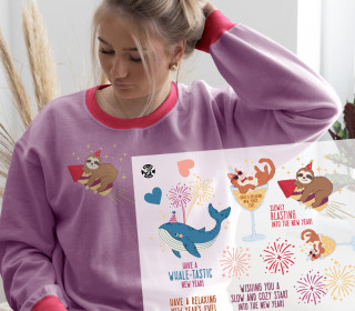 Onkel Bo's Bügelbilder - DIN A4 - Silvester Party - Mix - Kristina Hölzl