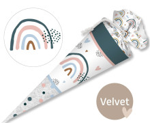 DIY-Nähset Schultüte - GESCHWISTERTÜTE - Regenbogenliebe - Rosa/Babyblau - Velvet - abby and amy