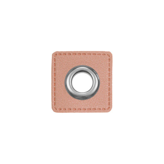 Kunstleder Öse - Quadrat - 11mm - Square - Patches - Altrosa/Silber