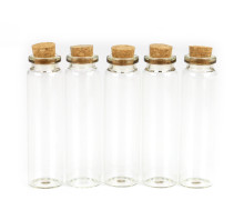 5 Reagenzgläser mit Flachboden & Korken - 2,2cm Ø x 10,0cm - z.B. als Vase für Reagenzglashalter - vielfältig nutzbar