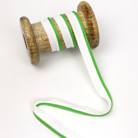 1 Meter Paspelband Duo - Doppelpaspelband - Weiß/Grasgrün