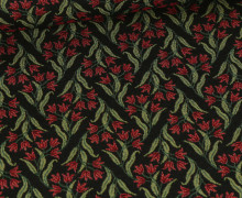 Gobelin Premium - Rote Blumen - Schwarz