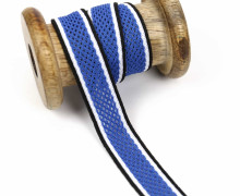 1 Meter Zierband - Dekoband - Netz - 20mm - seitliche Streifen - Jeansblau