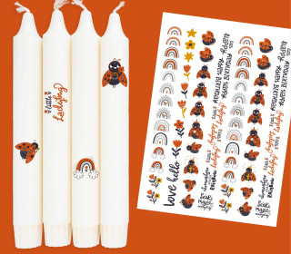 DIN A4 - Kerzen-Tattoofolie - Happy Ladybug - für Kerzen / Keramik