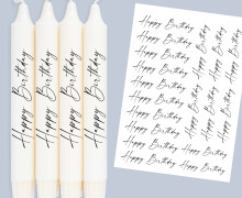 DIN A4 - Tattoofolie - Happy Birthday - Schreibschrift - für Kerzen / Keramik