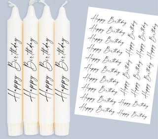 DIN A4 - Tattoofolie - Happy Birthday - Schreibschrift - für Kerzen / Keramik