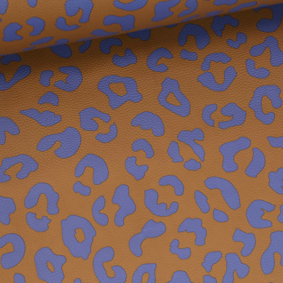 Kunstleder - Fashionstoff - Happy Collection - Leo - Cherry Picking - Beigebraun/Taubenblau