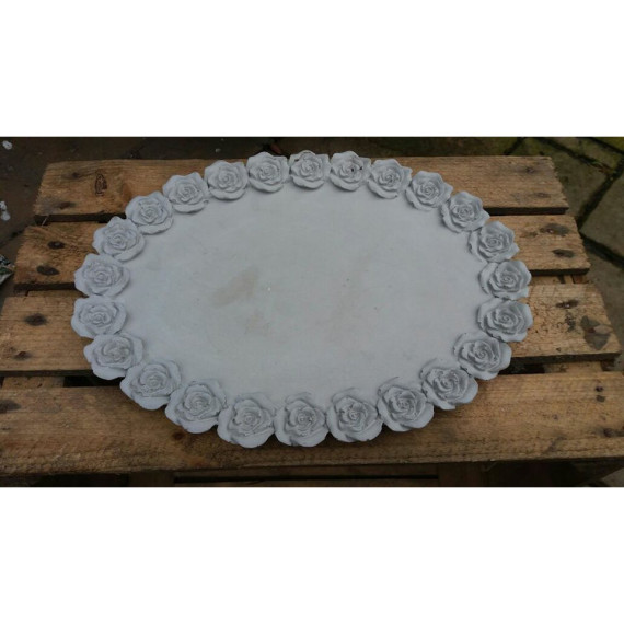 Silikon - Gießform - Tablett - Dekoplatte - Rosenrand - oval - vielfältig nutzbar