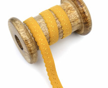 1m elastisches Schrägband  - Bogenkante - 12mm - Senfgelb