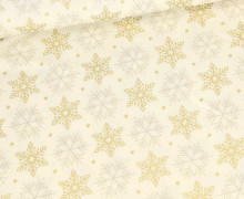 Baumwolle - Webware - Weihnachten - Gold Sterne - Ecru