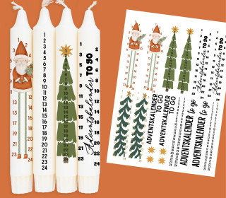 DIN A4 - Tattoofolie - Adventskalender To Go - Weihnachtsmann - für Kerzen / Keramik