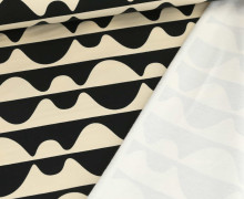 Bio Leichter Kuschelsweat - Retro Wellen - Beige/Schwarz