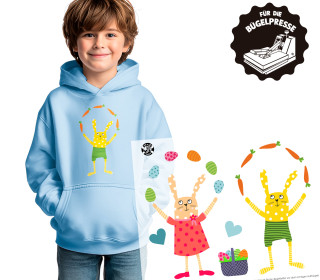 Onkel Bo's Bügelbilder - DIN A4 - Hasenfreunde - Jonglieren - ela ideen