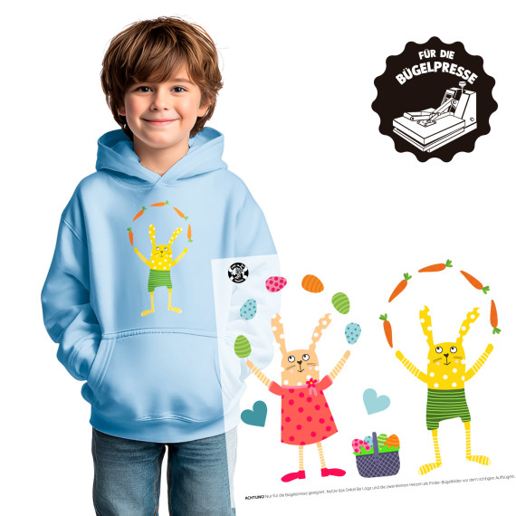 Onkel Bo's Bügelbilder - DIN A4 - Hasenfreunde - Jonglieren - ela ideen