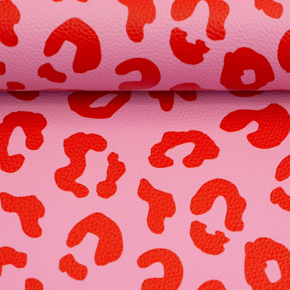 Kunstleder - Fashionstoff - Happy Leo - Cherry Picking - Rosa/Rot