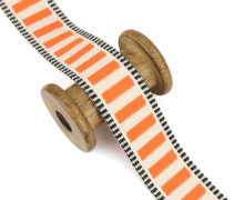 1 Meter Weiches Gurtband - 38mm - Streifen - Orange/Warmweiß