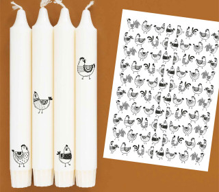 DIN A4 - Tattoofolie - Lots of Chix - für Kerzen / Keramik - Hühnerliebe