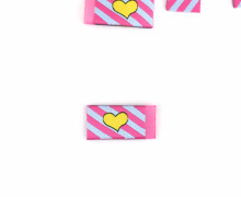 1 Label - Herz - Schrägstreifen - Hellblau/Fuchsia - Katzengold Designs