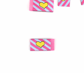 1 Label - Herz - Schrägstreifen - Hellblau/Fuchsia - Katzengold Designs