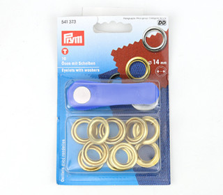 10 Ösen mit Scheiben - Eyelets - Gold - 14mm - Prym