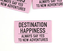 1 Super BIG Label - DESTINATION HAPPINESS - Anlukaa - Rosa/Schwarz