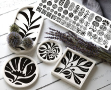 Outdoorstoff - Schwarz/Weiß Botanik - Inlays für Silikon - Probierset - Sanne Paul - abby and amy