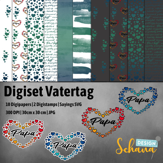 Digiset zum Vatertag Papa ist der Beste Digipaper und Digistamp