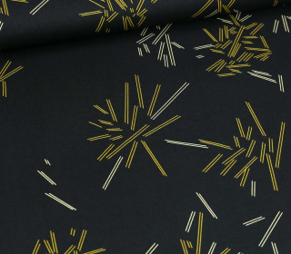 Baumwolle - Webware - Leicht Elastisch - Geometrisches Muster - Fibre Mood - Schwarz/Gelb