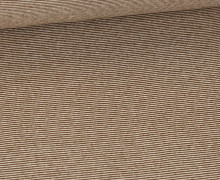 Glattes Bündchen - Kleine Streiflinge - 1mm Streifen - Schlauchware - Warmweiß/Dunkelbraun