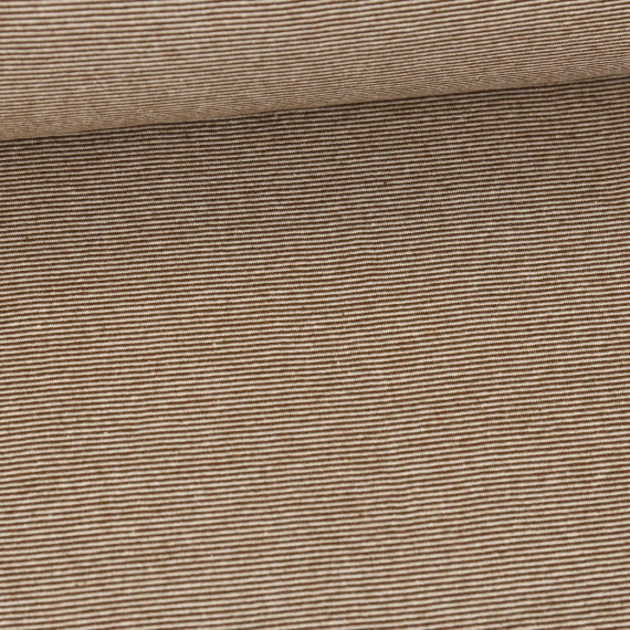 Glattes Bündchen - Kleine Streiflinge - 1mm Streifen - Schlauchware - Warmweiß/Dunkelbraun