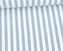 Jeans-Stoff - Mittlere Streifen - Gestreift - Nicht Elastisch - Weiß/Hellblau