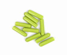 10 Kordelenden - Kunststoff - Länglich - Gelbgrün
